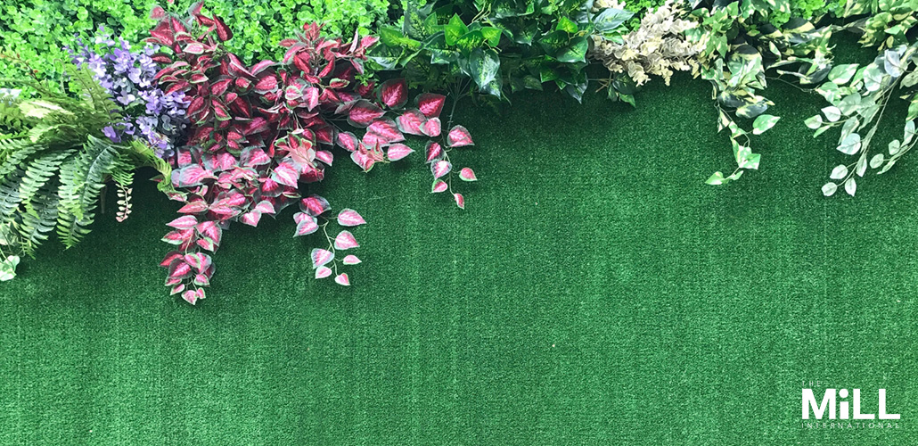 Decorate a wall with grass carpets