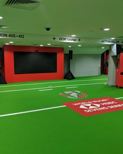 HSBC World Rugby @ National Stadium. Expoflor REWIND carpet with Die Cut Lines and Wordings